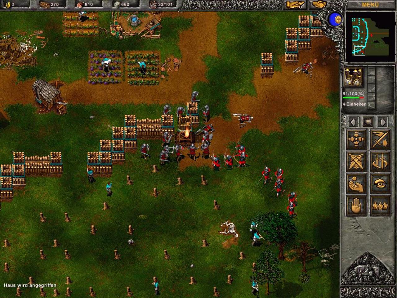 [26/11/2001] Sie greifen uns an. Die teils hektischen Kämpfe erinnern an den Klassiker WarCraft 2.